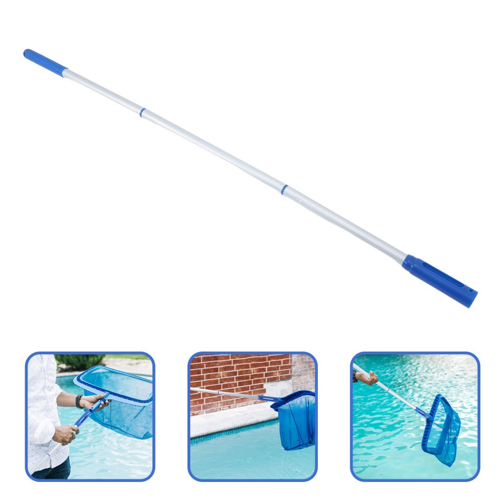 Blue Adjustable Aluminum Pool Pole Detachable Telescopic 3-Section Cleaning Tool
