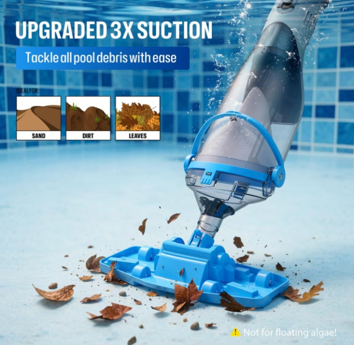 Aspiradora Inalámbrica para Piscina con Pértiga y Succión de 19 GPM, Nuevo
