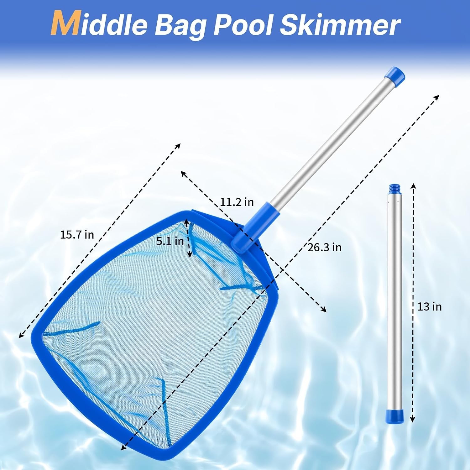 26.3&Prime; Ultra Fine Mesh Pool & Spa Skimmer Net with Aluminum Pole