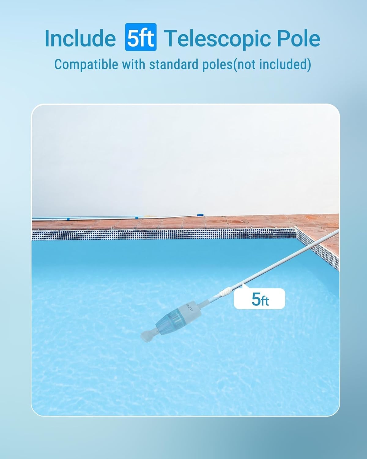 WYBOT Pool Robot Cleaner Vacuum with Dual Suction Heads, Telescopic Pole NEW
