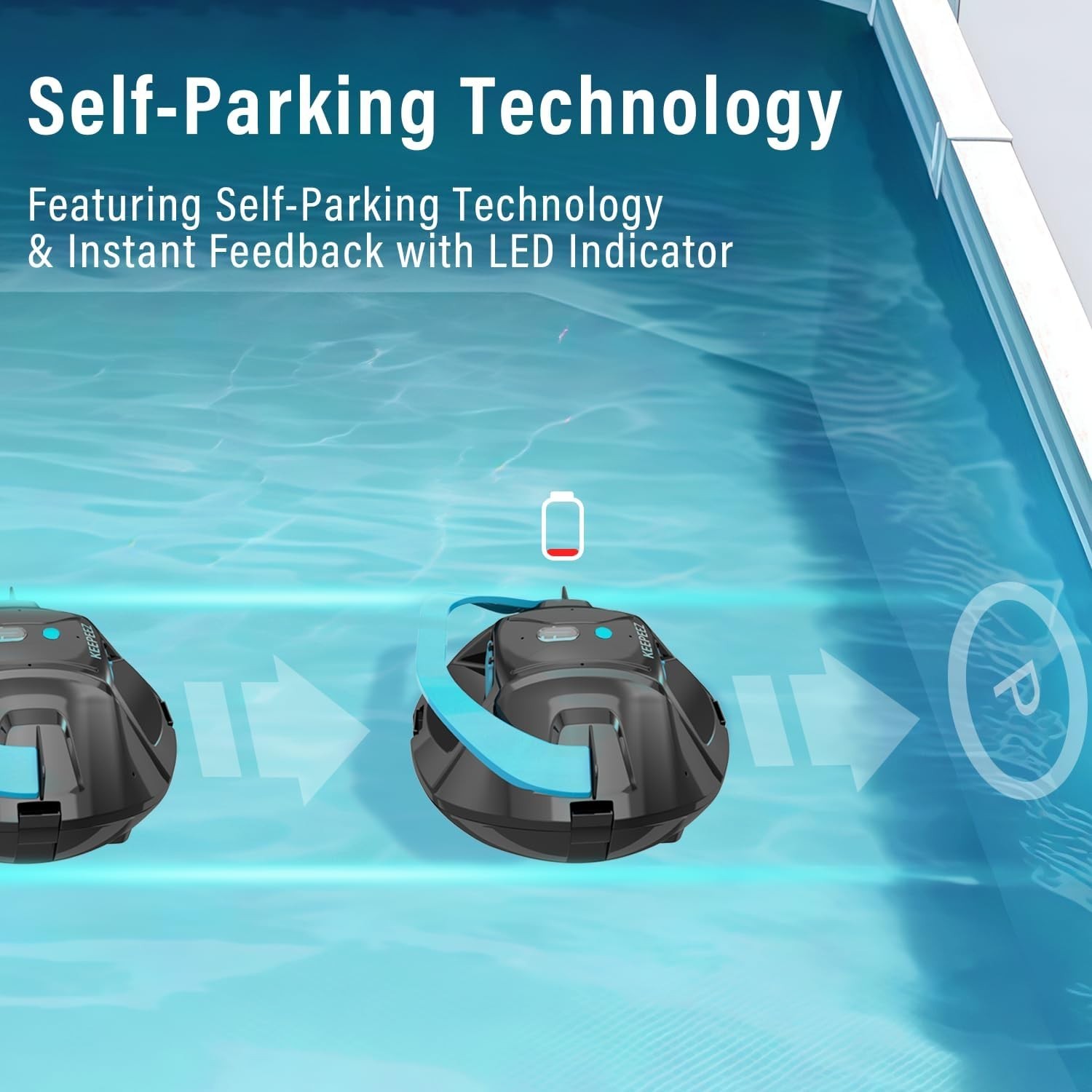KEEPEEZ SP-M101 Robotic Pool Cleaner 100 Minutes Runtime up to 860 sq.ft.