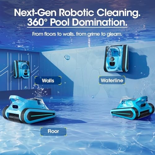 Robotic Pool Vacuum Cordless 180W Wall Waterline Climb