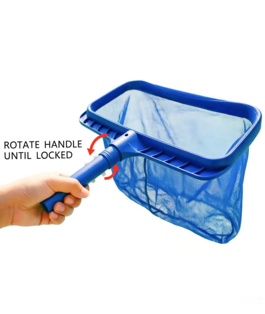 Swimming Pool Leaf Rake Deep Bag Skimmer Net Thick Frame Detachable Handle