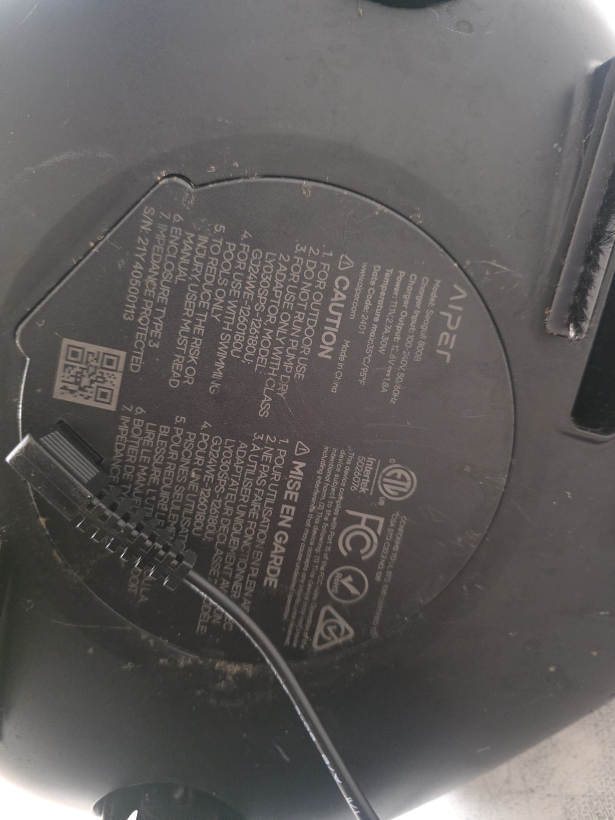 Aiper SEAGULL 800B Cordless Robotic Pool Cleaner Vacuum Above Ground Black