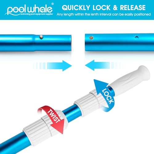 Premium 15 Foot Telescopic Swimming Pool Pole, Adjustable 3 Piece 15FT