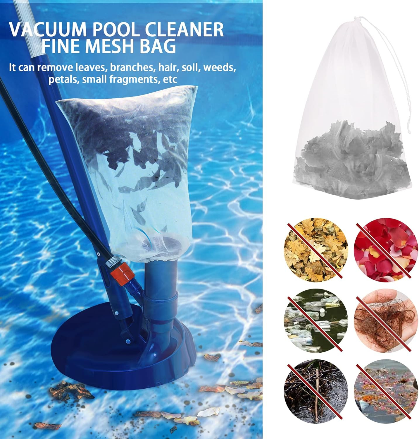 6Pack 24 * 16 » Pool Fine Mesh Filter Bags for Leaf Vacuum Pool Cleaners,Pool