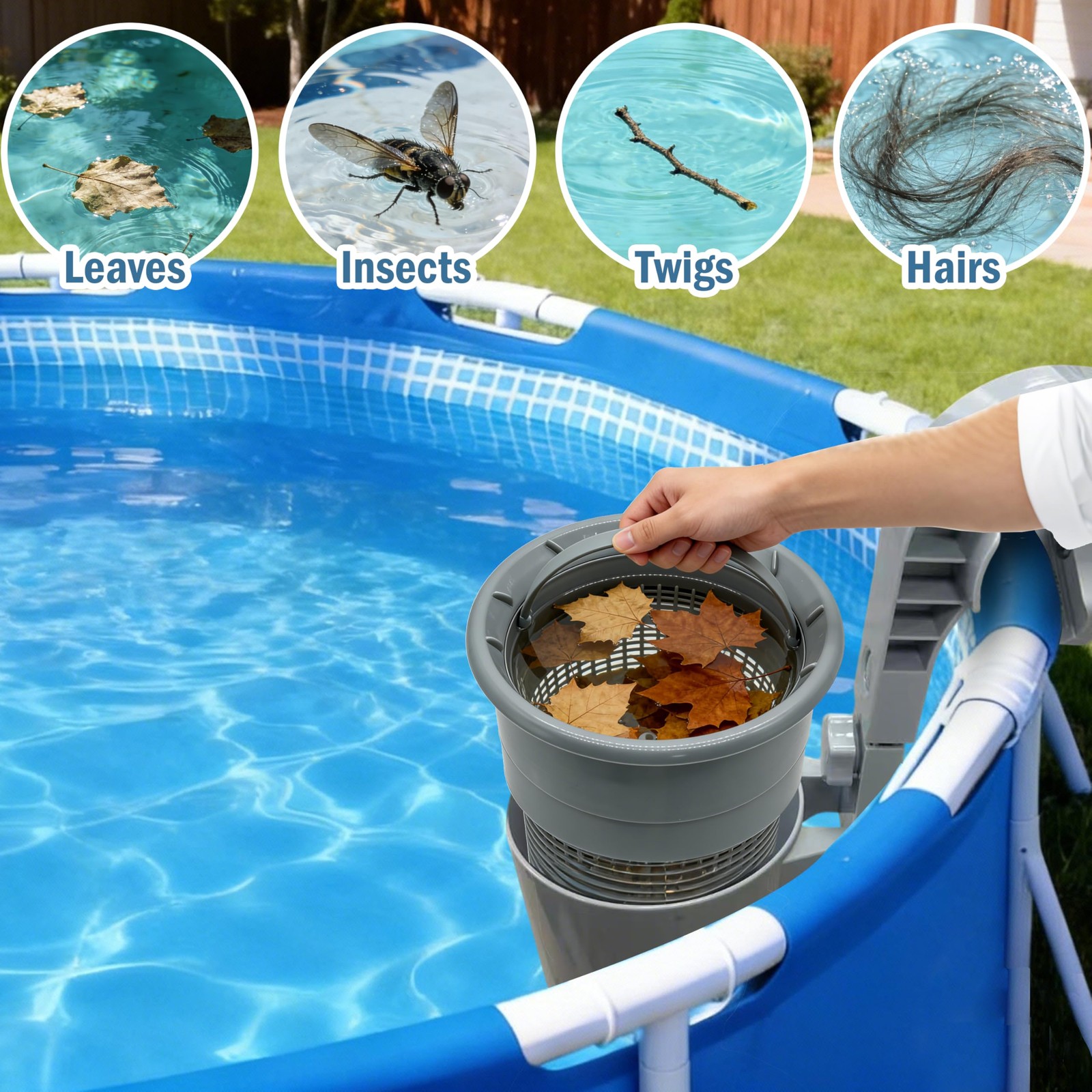 Pool Skimmer Above Ground Wall Mount Surface Debris Filter Heavy Duty ABS