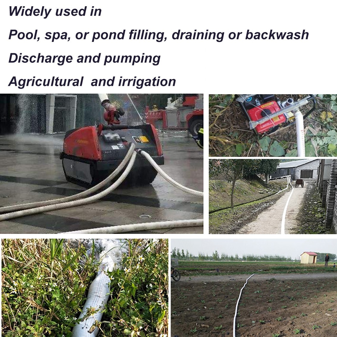 3&Prime; Agricultural Grade PVC Lay Flat Discharge Hose 100&prime; Backwash Drain Hose