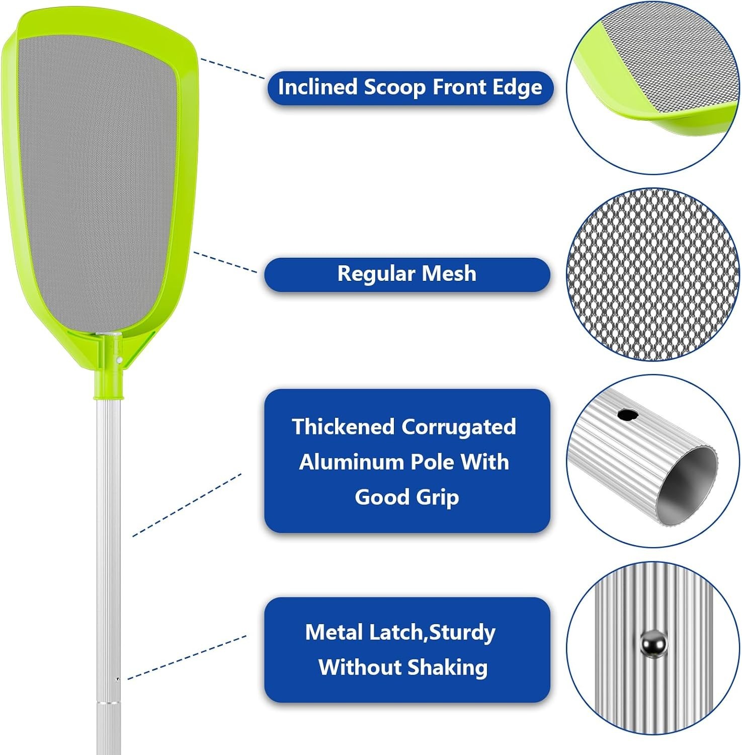 Pool Skimmer Net with 72 Inch Rake and Pole for Cleaning