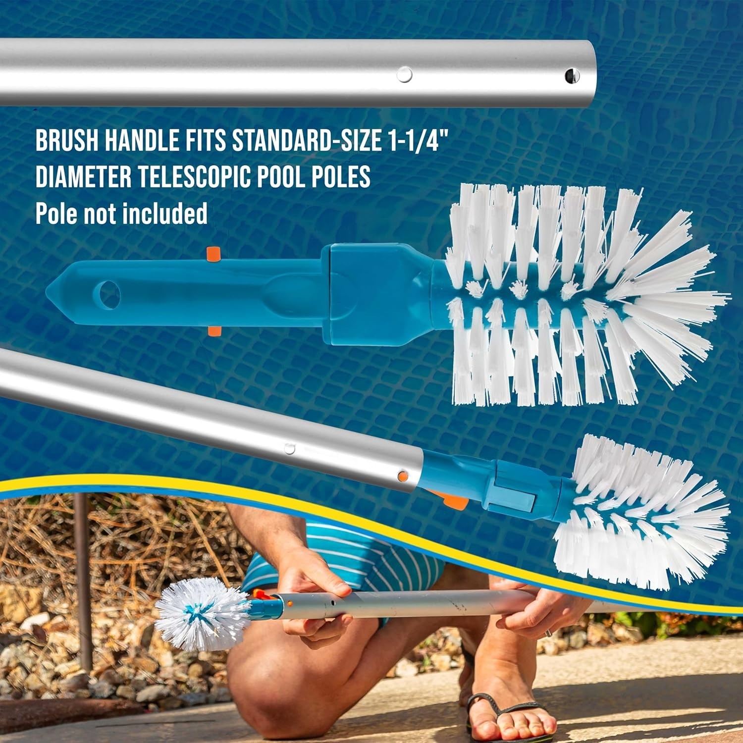 Pool Brush Head for Inground Pools, Hot Tub, Spa – Corner and Step Pool Scrub…