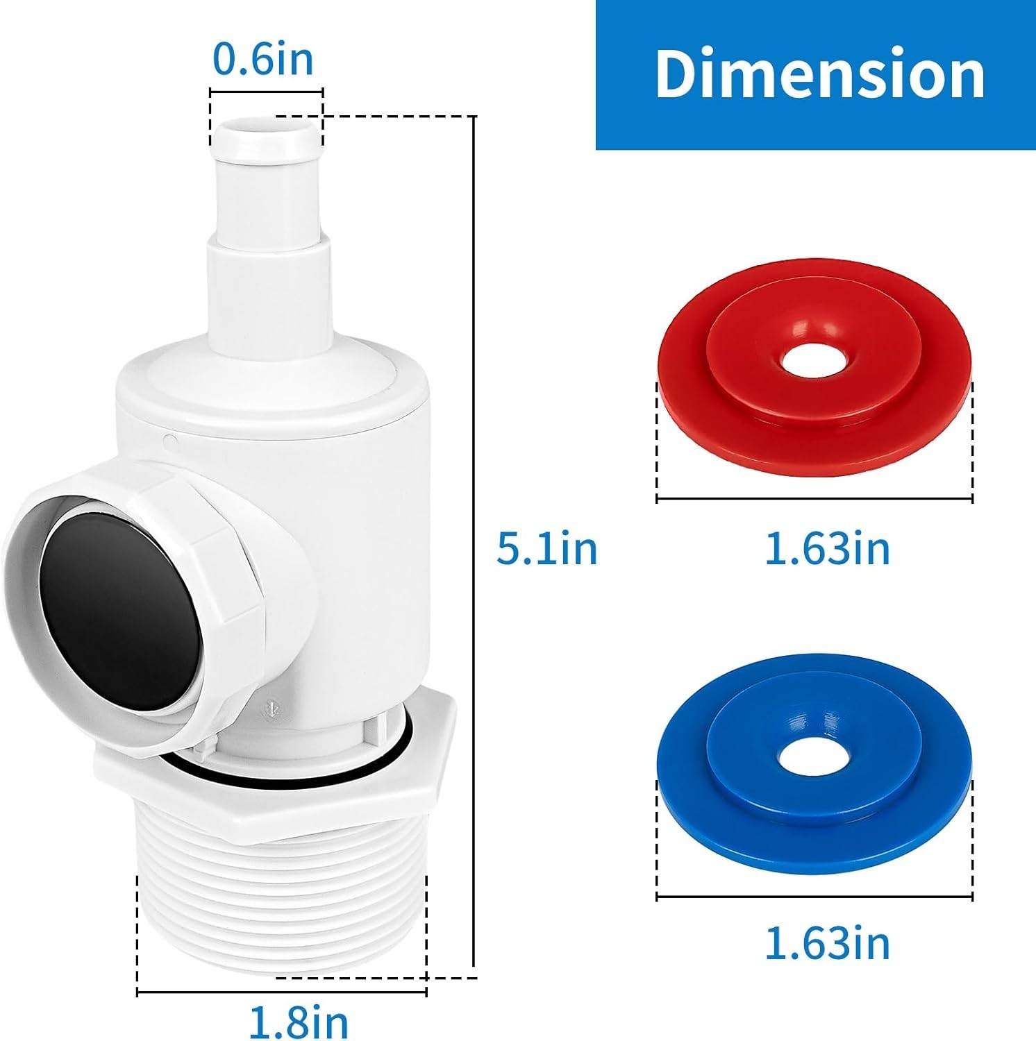 ABS Wall Fitting Connector for Polaris 180/280/380 Vacuum Sweep Assembly
