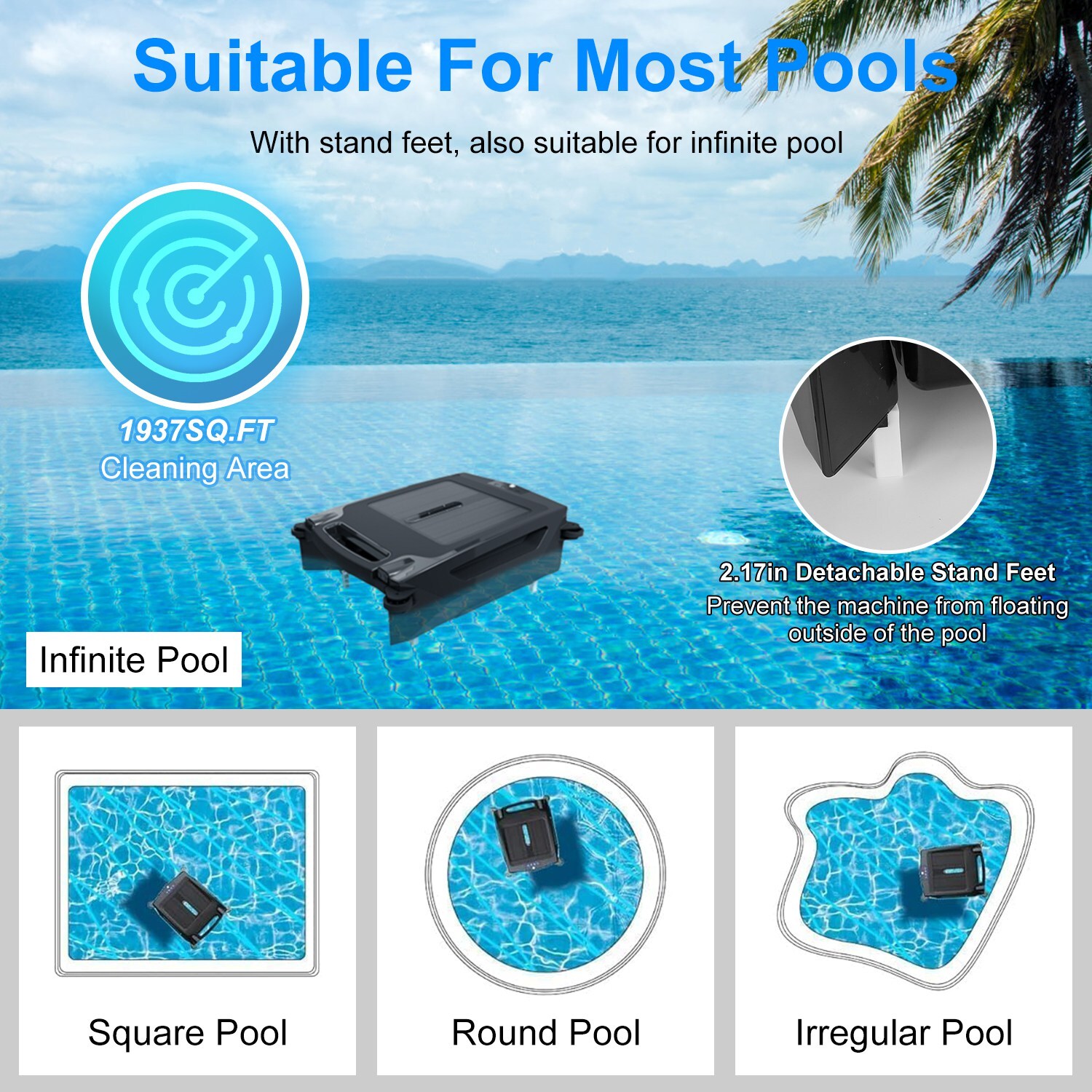 Solar Powered Auto Robotic Pool Surface Skimmer Cleaner w Cleaning Battery Power