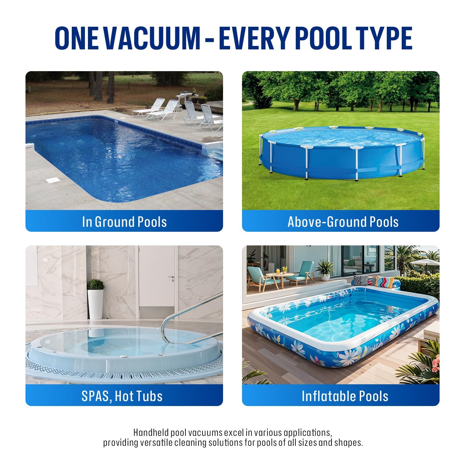 Handheld Pool Vacuum with Telescopic Pole, Updated Swimming Pool Cleaner 19 G…