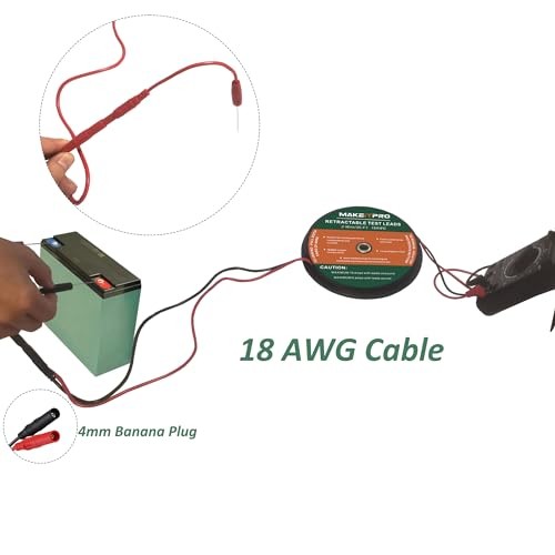 Retractable Test Leads 2 Wires 30FT 18AWG 10 in 1 Kit with Cable Bag and