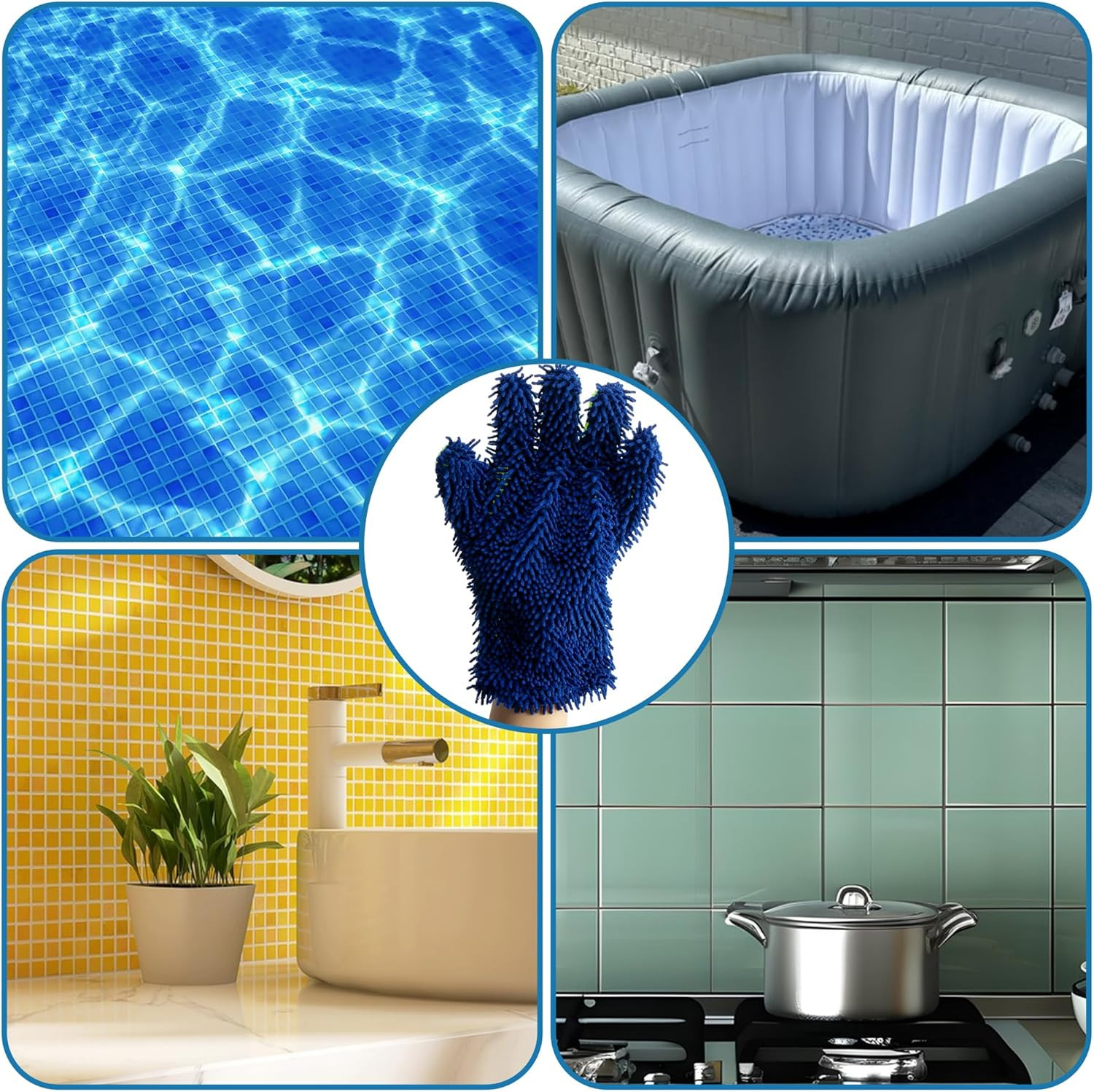 4 Pcs Pool Cleaning Scrubbing Mitt, Swimming Pool and Spa Cleaning Mitt, Pools H
