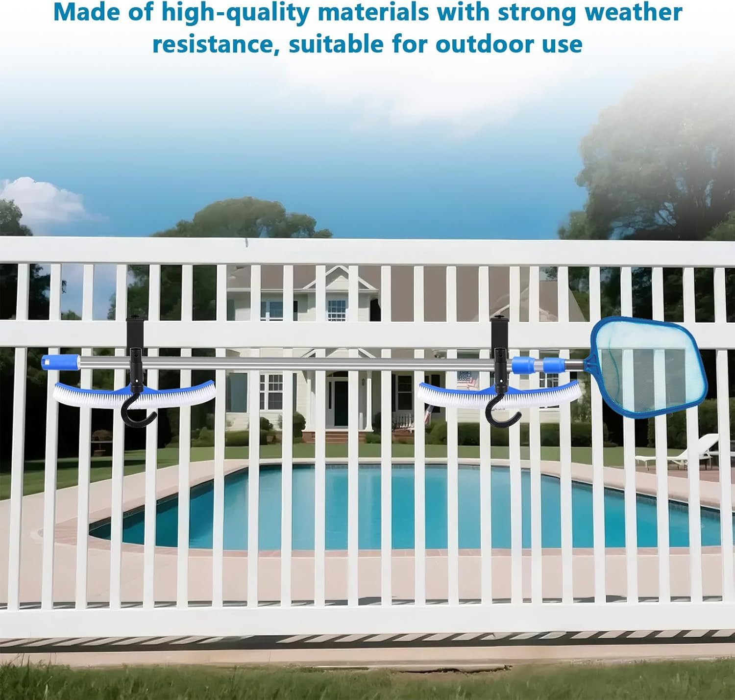 2 Pcs Pool Fence Hooks, Pool Tool Organizer, for Hanging Pool Cleaning Accessori