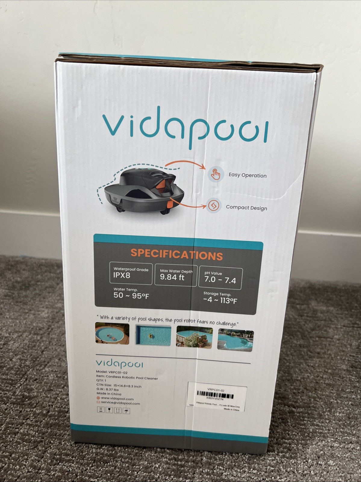 SEALED NEW Vidapool Cordless Robotic Pool Vacuum Cleaner VRPC01-02 Self-Parking