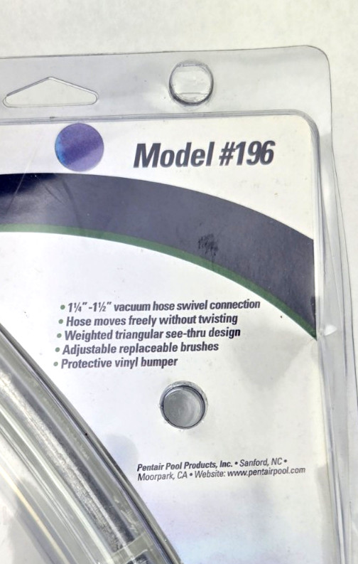 Pentair Clear View Vacuum Brush Head Model 196 Triangle See-Thru Vinyl Liner OK