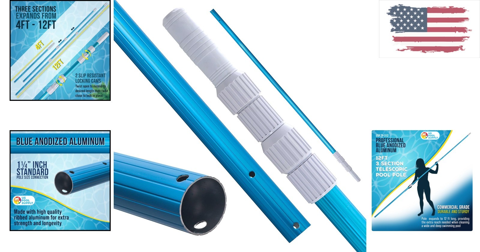 12-Foot Telescopic Aluminum Pool Pole – Ultimate Cleaning & Durability