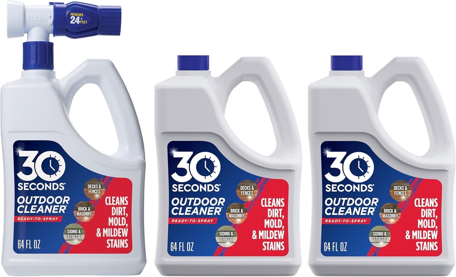 Powerful Outdoor Cleaner for Vinyl Siding & Patios – 3 x 64 Fl Oz Spray Bottles