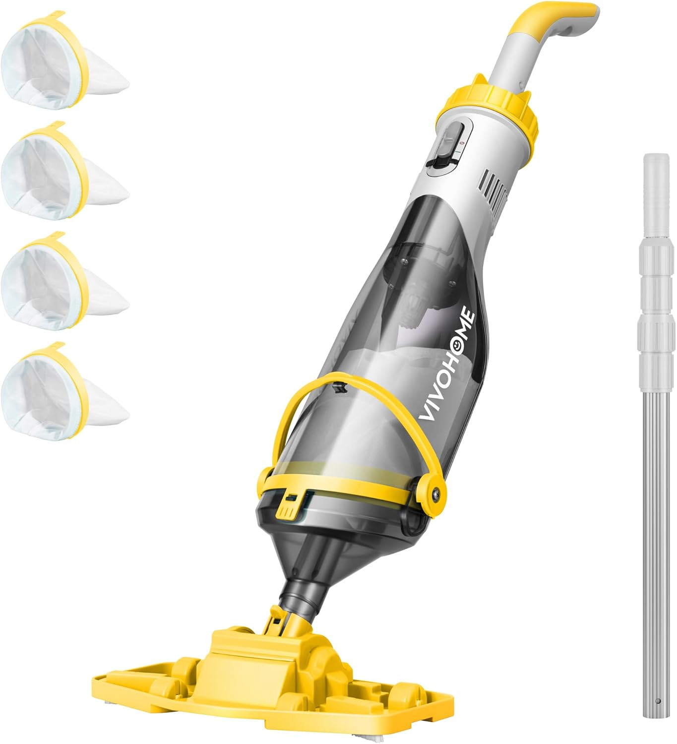 Cordless Pool Vacuum with Telescopic Pole, Powerful Suction up to 18.5 GPM, 60 M