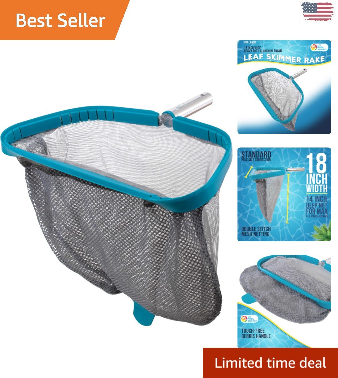 Heavy Duty 18&Prime; Pool Skimmer Net – Fast and Efficient Swimming Pool Cleaning