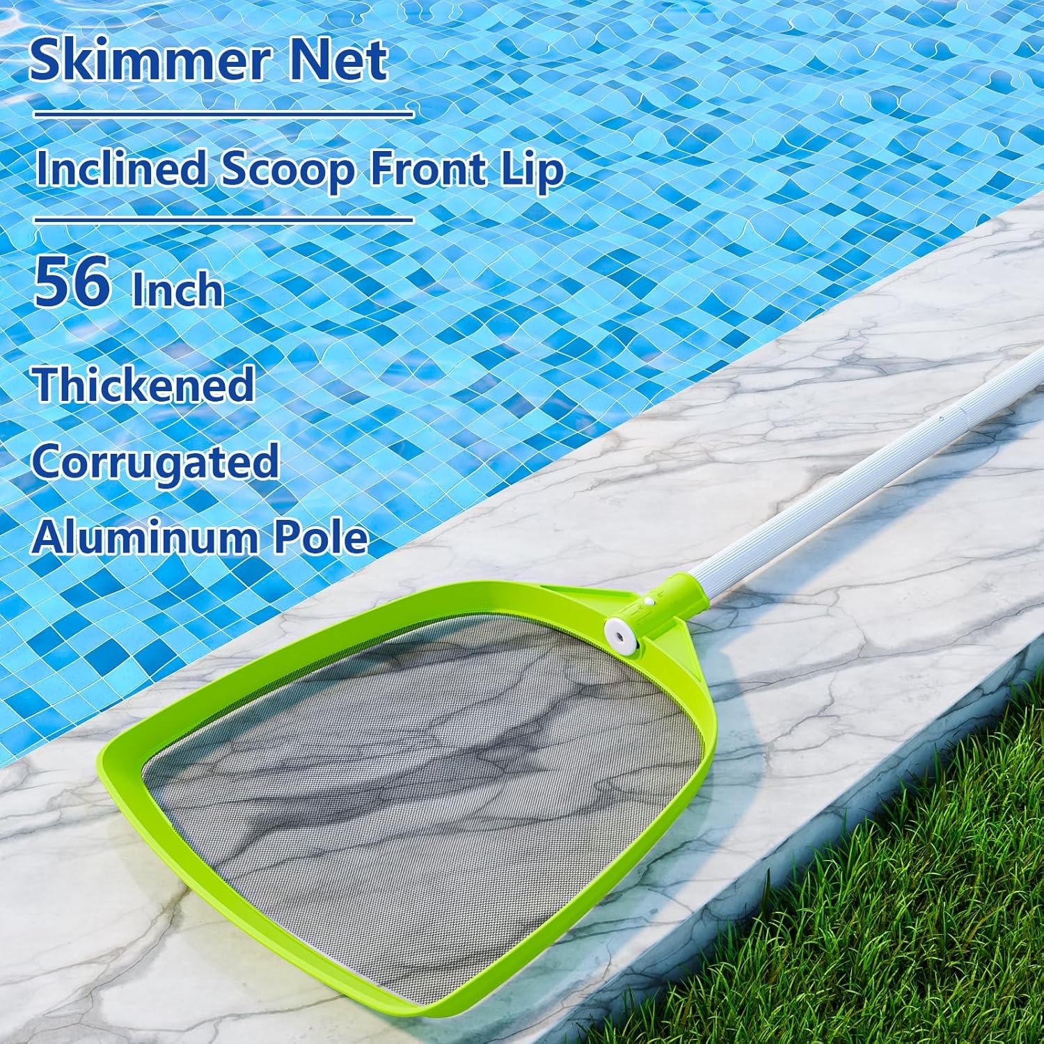 Pool Skimmer Net with 72 Inch Rake and Pole for Cleaning