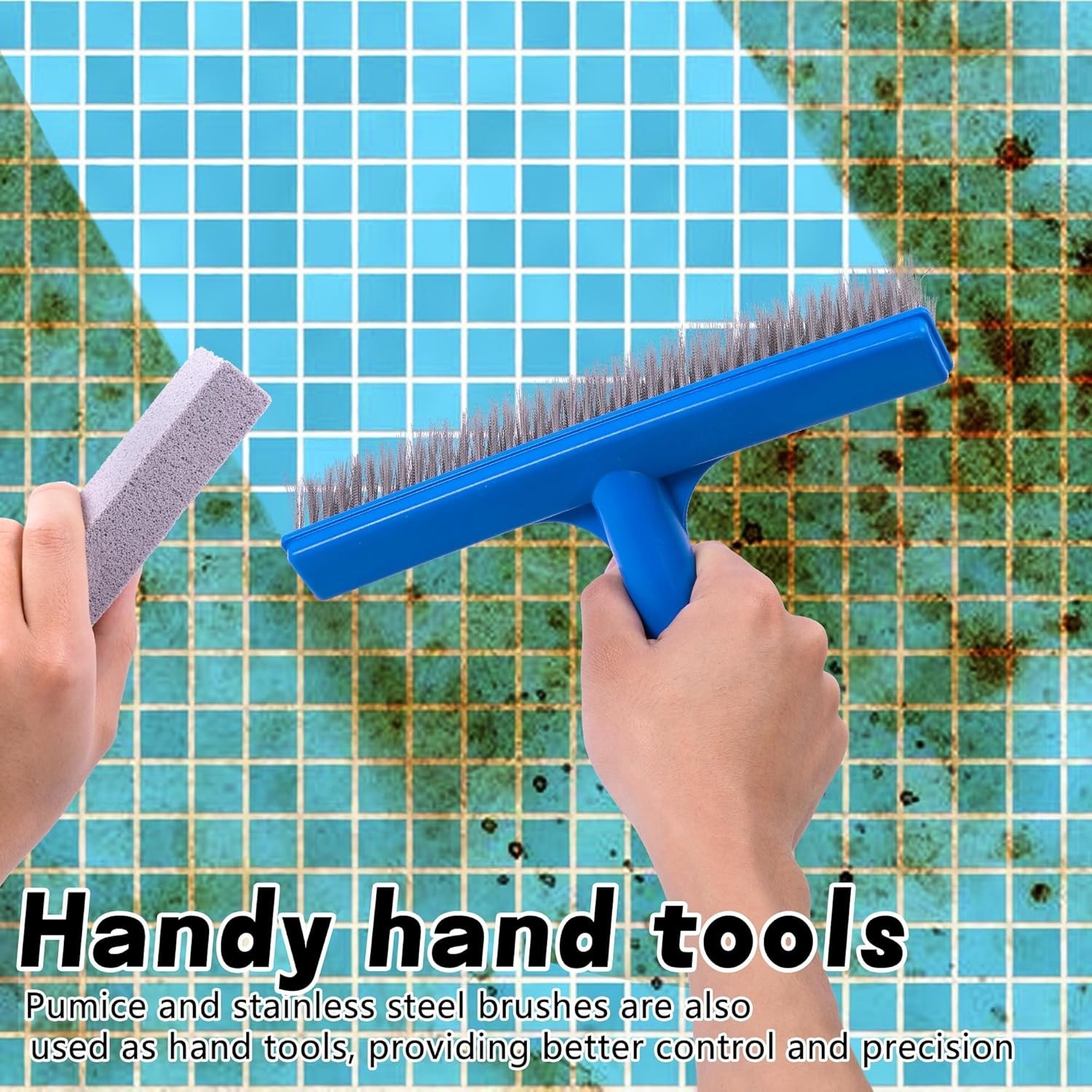 7-Piece Pool Cleaning Kit: Stainless Steel Brush & Pumice Stones for Deep Clean