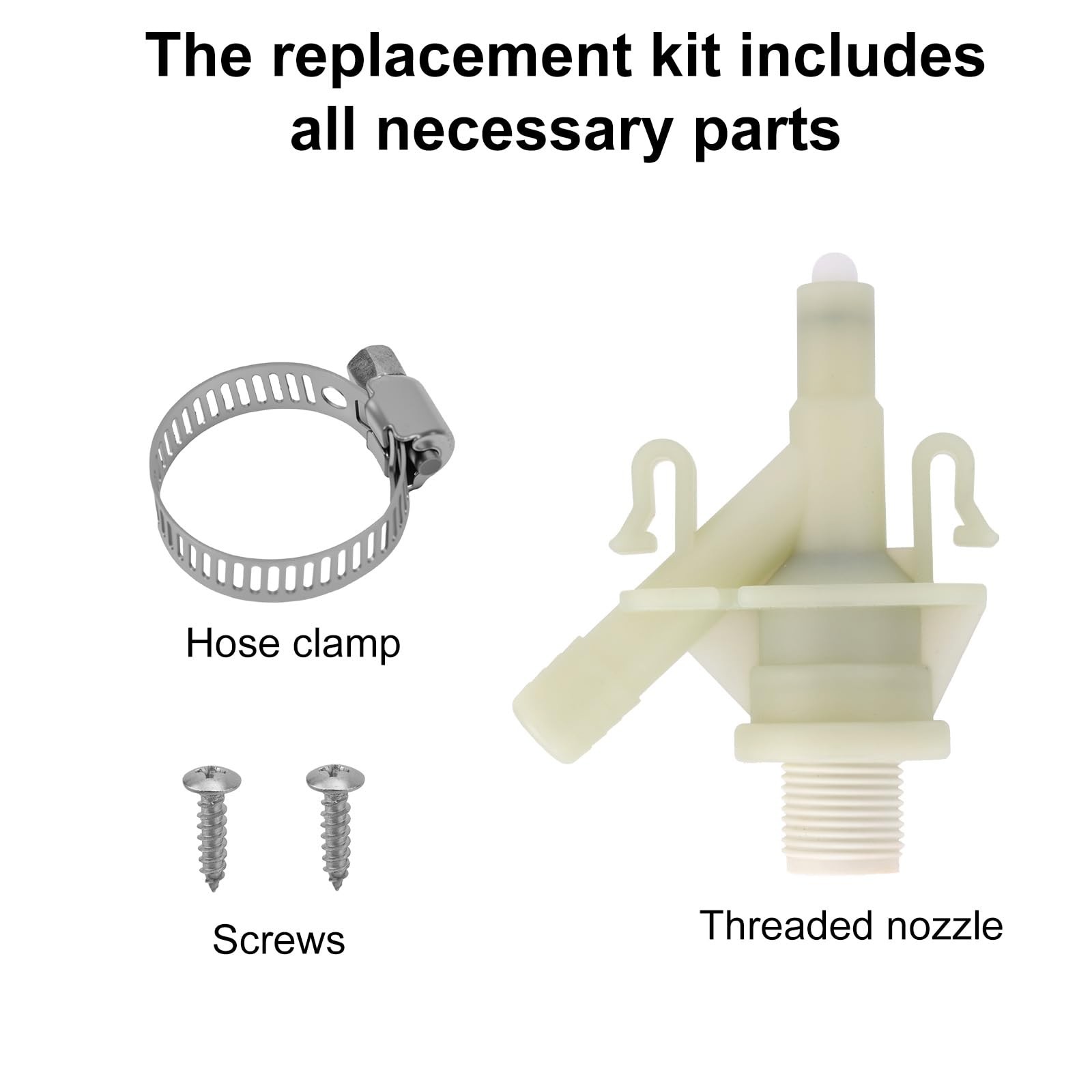 RV Toilet Water Valve Replacement Kit for black, white, silver