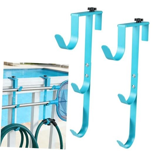 2Set Blue Three Pool Pole Hooks Hangers, 1.0 Inches blue-3 hooks-2pcs