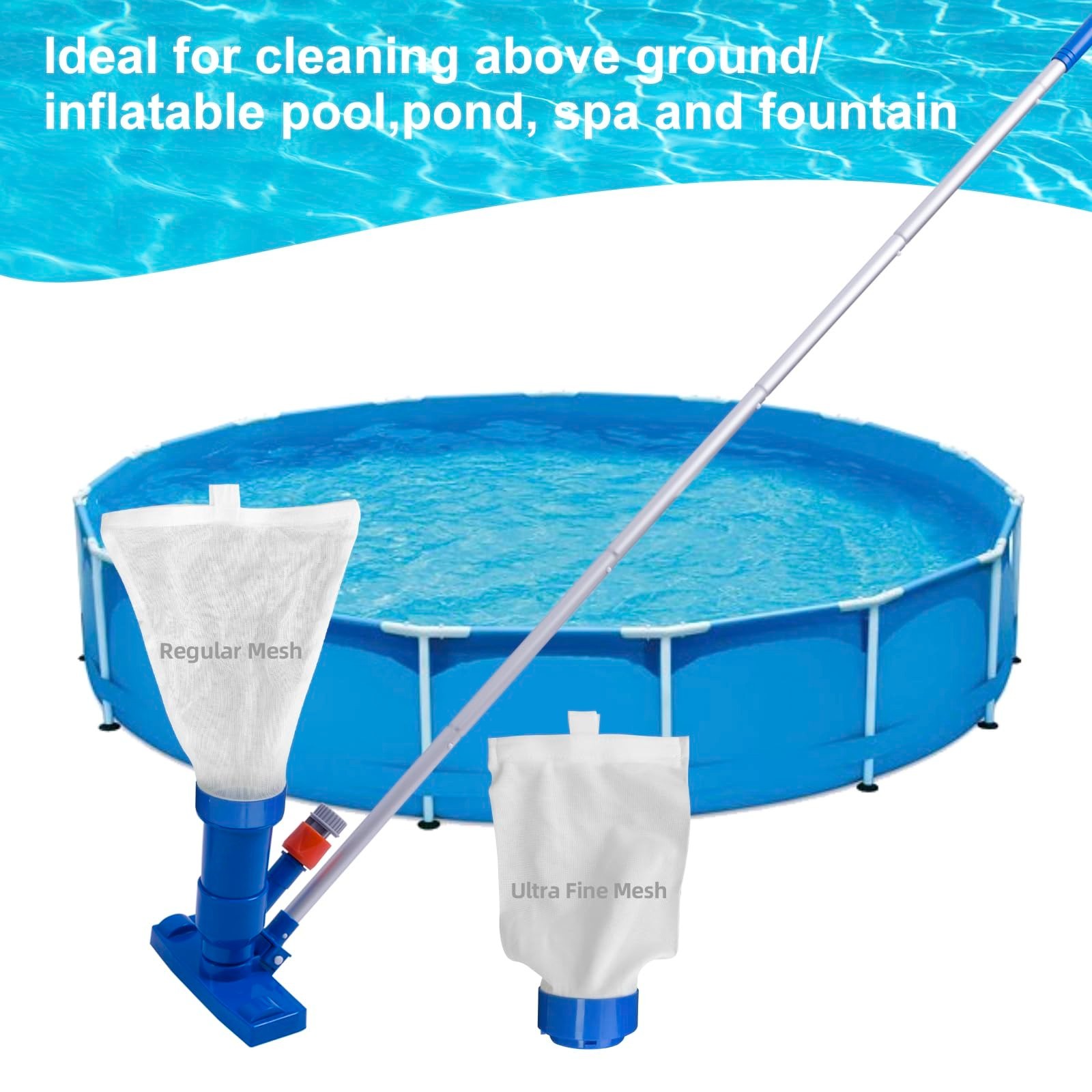 Upgraded Pool Spa Jet Vacuum Cleaner with Brush & 56&Prime; Pole for Above Ground, Hot
