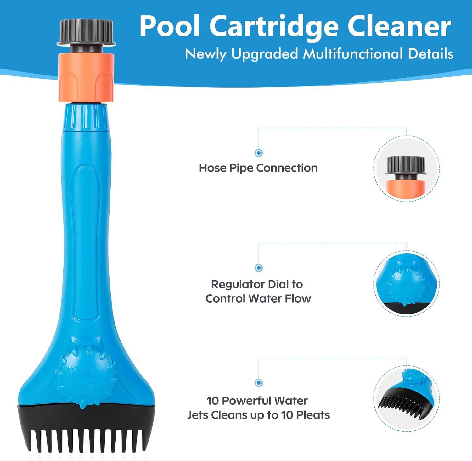 Pool Filter Cleaner Tool – High Pressure Water Sprayer for Pool & Hot Tub Cle…