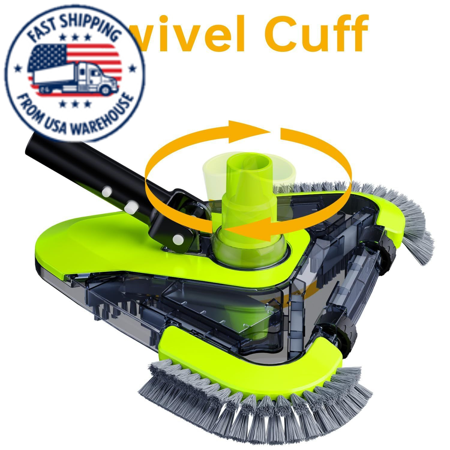 Upgrade Pool Vacuum Head with Wheels & Side Brushes, Universal Green