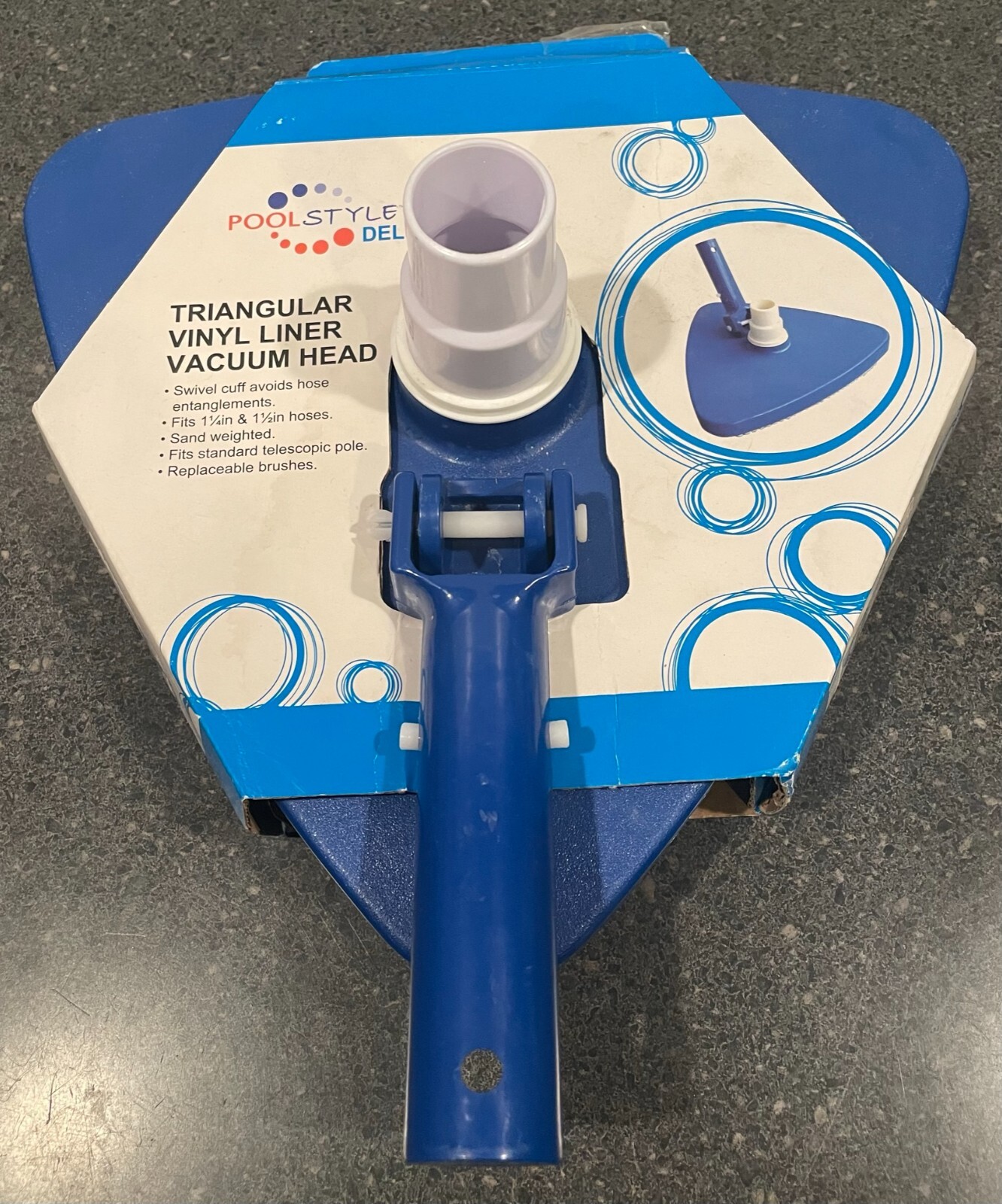 Pool Style Deluxe Triangular Vinyl Liner Swivel Vacuum Head Brush #PSL-40-0902