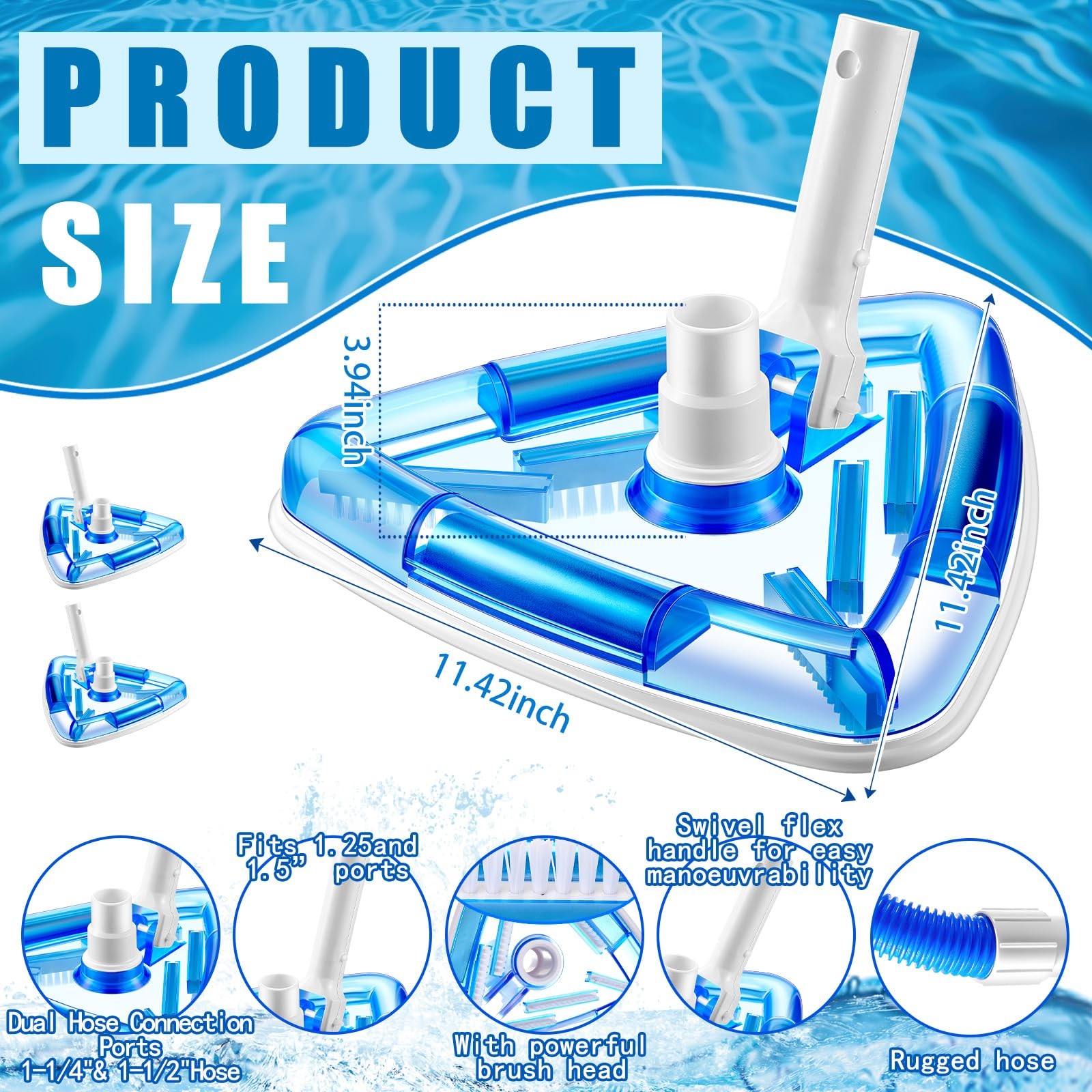 2 Pcs Swimming Pool Cleaning Kit 1-1/4 Inch x 18 ft Pool Vacuum Hose with Swi…