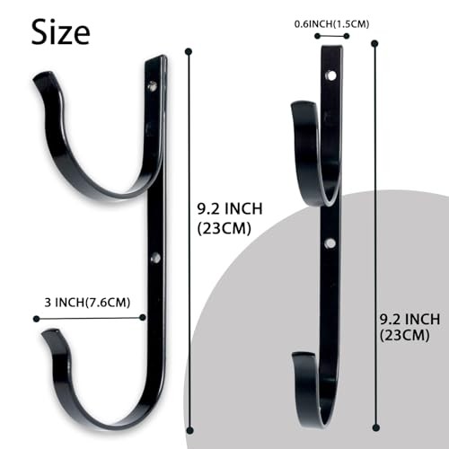 2 Pcs Set Pool Pole Hangers Heavy Duty Aluminium Holder with Screws Black