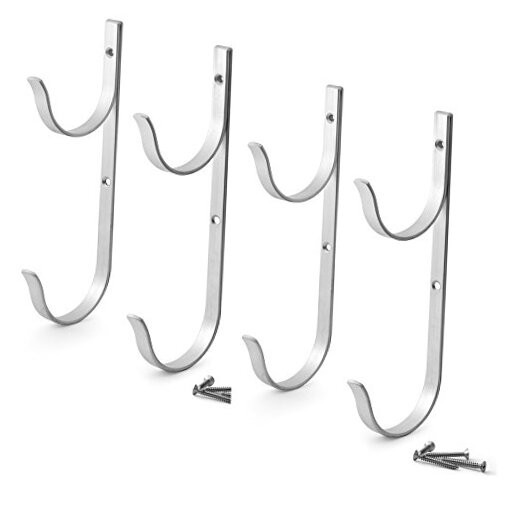 Pool Pole Hanger Premium 4pc Aluminium Holder Set, Ideal Hooks for Telescopic