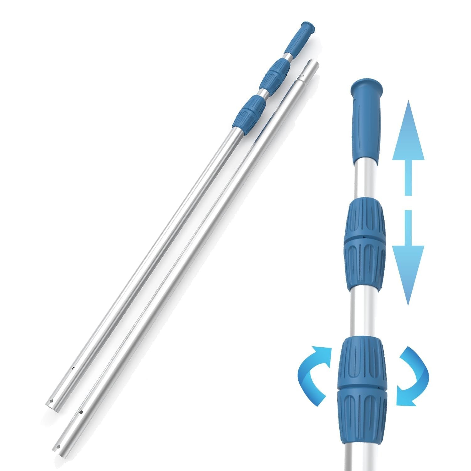 12ft Telescopic Swimming Pool Pole – Pro Aluminum Handle, Adjustable, Heavy Duty