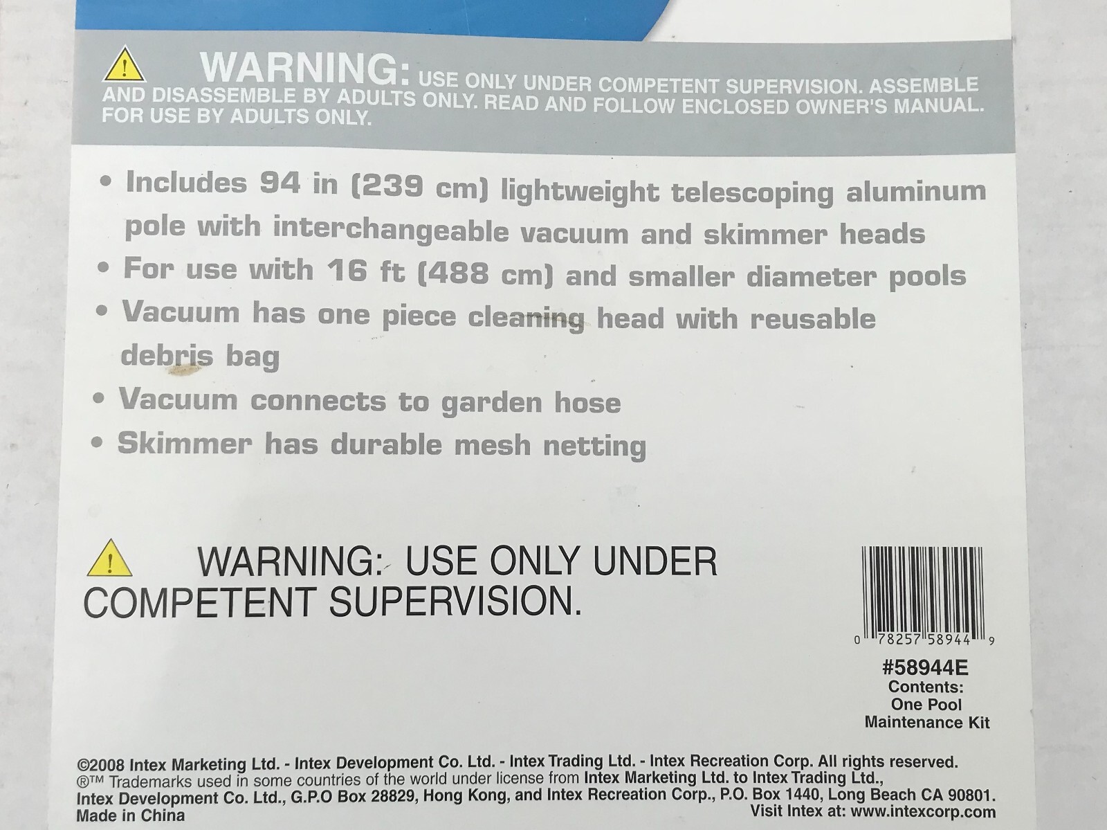 INTEX Swimming Pool Maintenance Kit # 58994E – Brand New