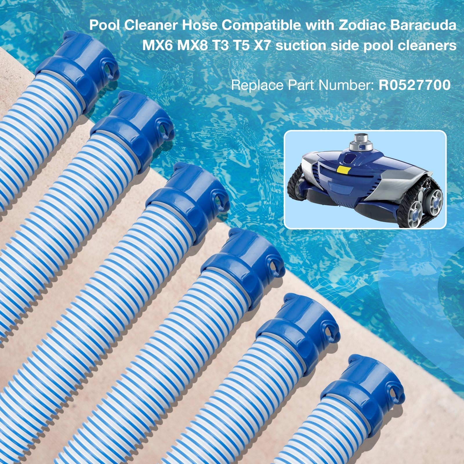 6Pcs 39&Prime; Pool Cleaner Twist Lock Hose For Zodiac Baracuda MX6 MX8 X7 T5 R0527700