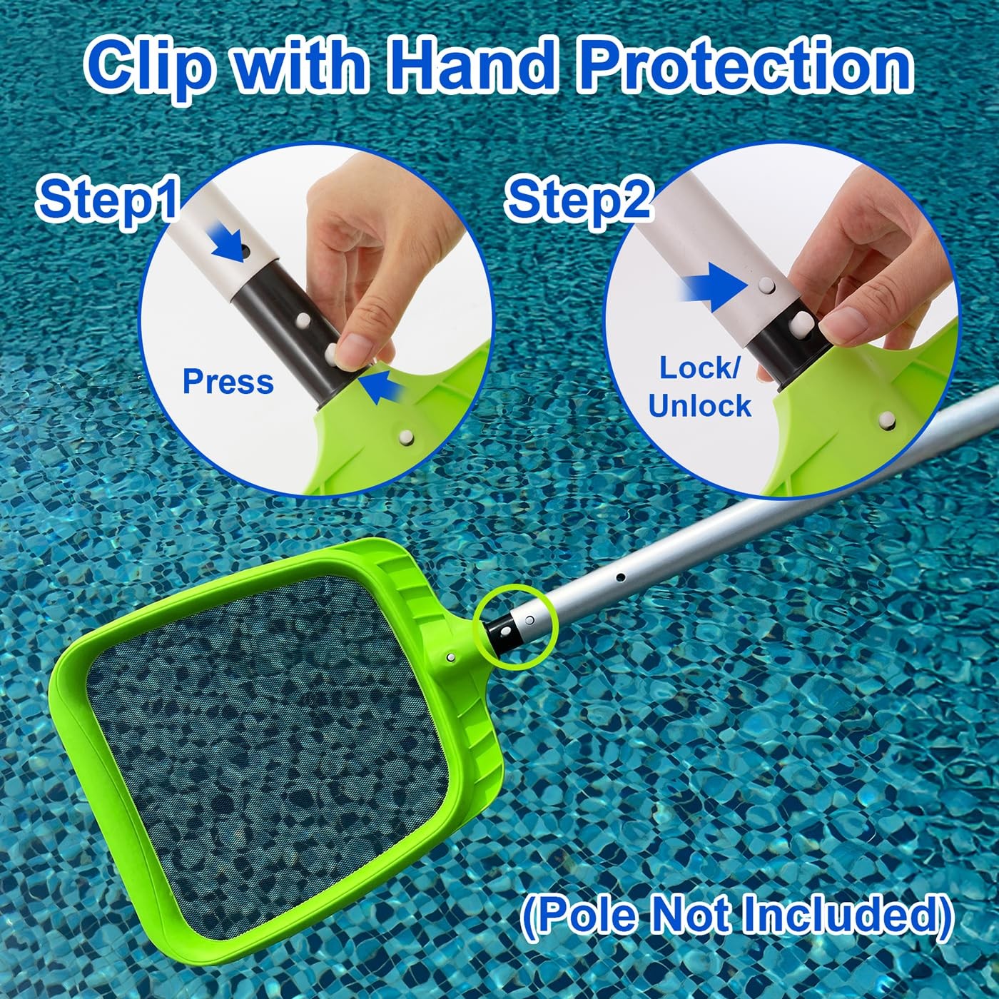 Pool Skimmer Net Professional Reinforced Frame Nylon Leaf Rake Without Pole