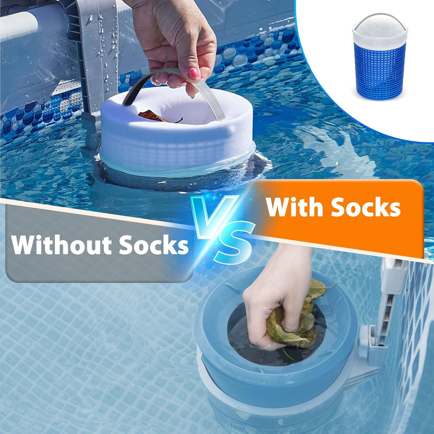 Above Ground Pool Skimmer with 10-Pack Skimmer Socks, Wall Mount Surface Skimmer