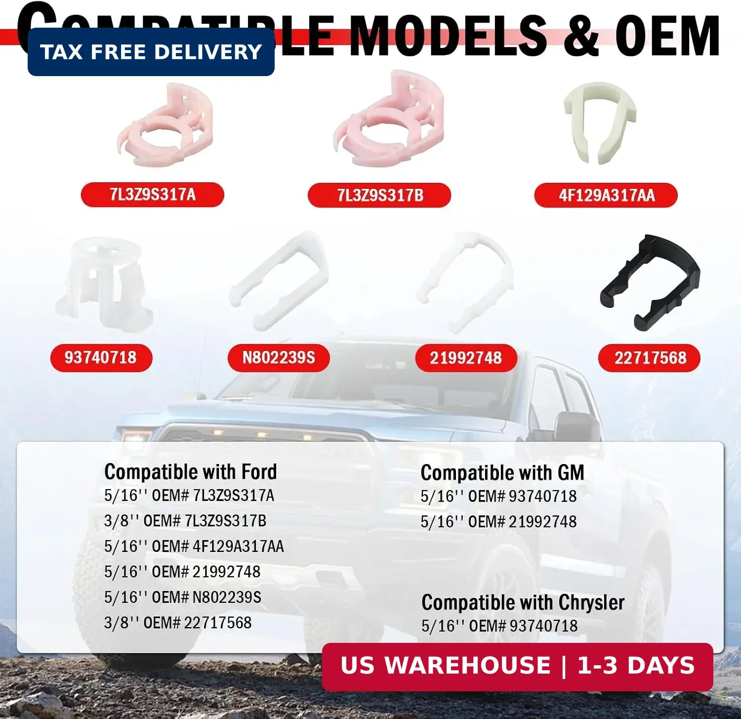 70PCS Fuel Line Clips Replacement Kit,7 Size Includes 5/16&Prime; & 3/8&Prime; Fuel Line Cla