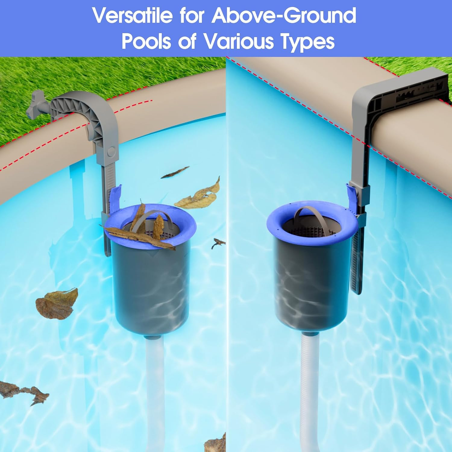 Wall Mount Swimming Pool Surface Debris Skimmer Basket with Socks,Above Ground P