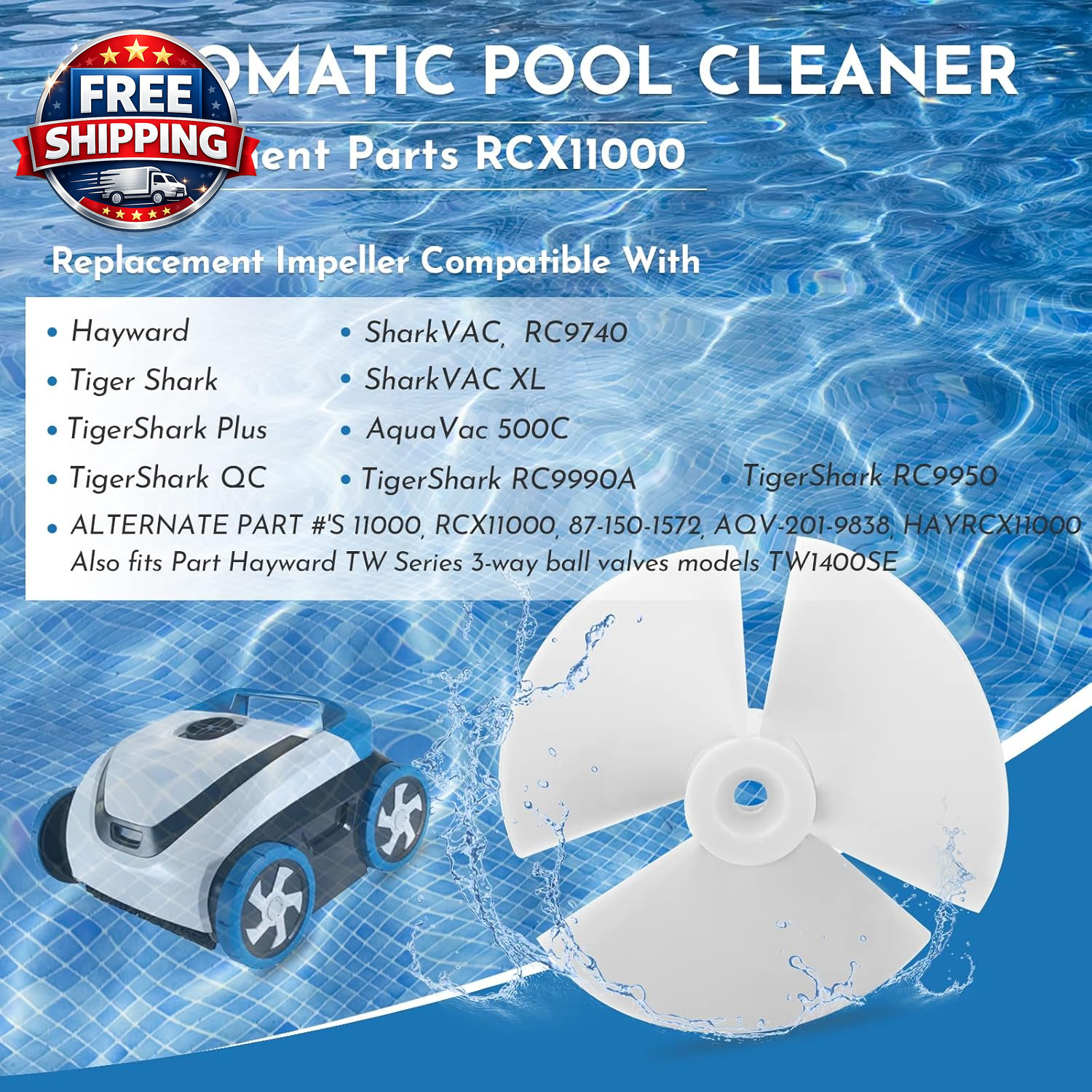 The Pool Cleaner Replacement Parts Impeller RCX11000 with Screw, for Hayward Tig