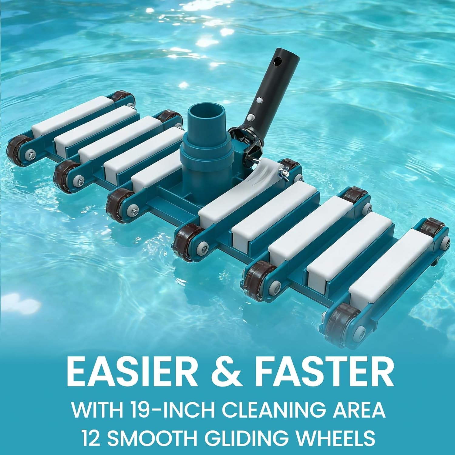 19&Prime; Weighted Pool Vacuum Head with Wheels Extra Wide Swimming Pool Cleaner