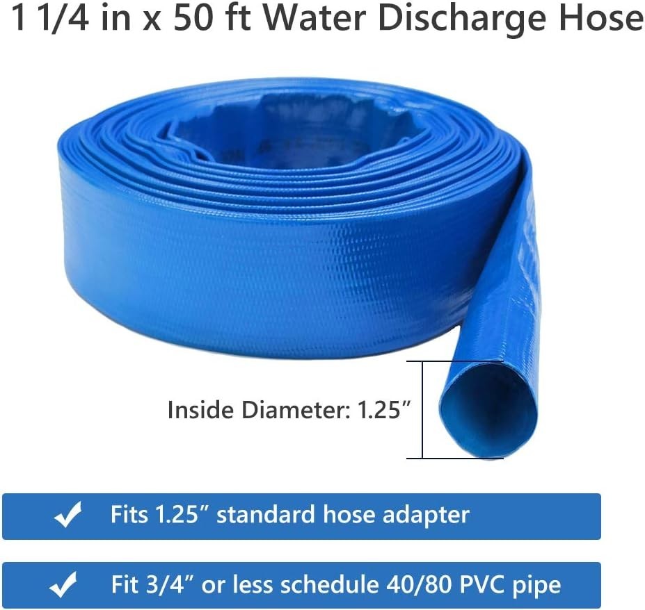 Industrial Grade 50ft Blue PVC Discharge Hose for Pools – Leak-Resistant