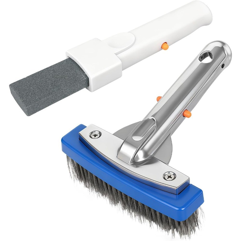 Pool Pumice Stone & 5.5&Prime; Stainless Steel Brush Kit with Handle | Pumice Stone