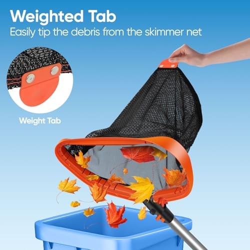 17.5&Prime; Pool Net, Pool Skimmer Net with Double-Layer Netting Bag, Aluminum