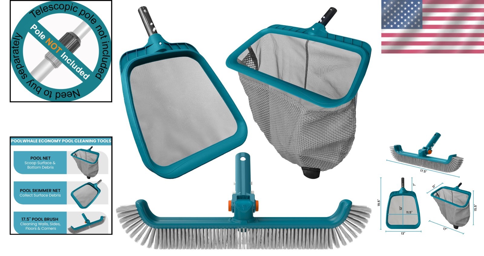 Compact Pool Cleaning Kit for Above Ground & Inground Pools – No Pole Required